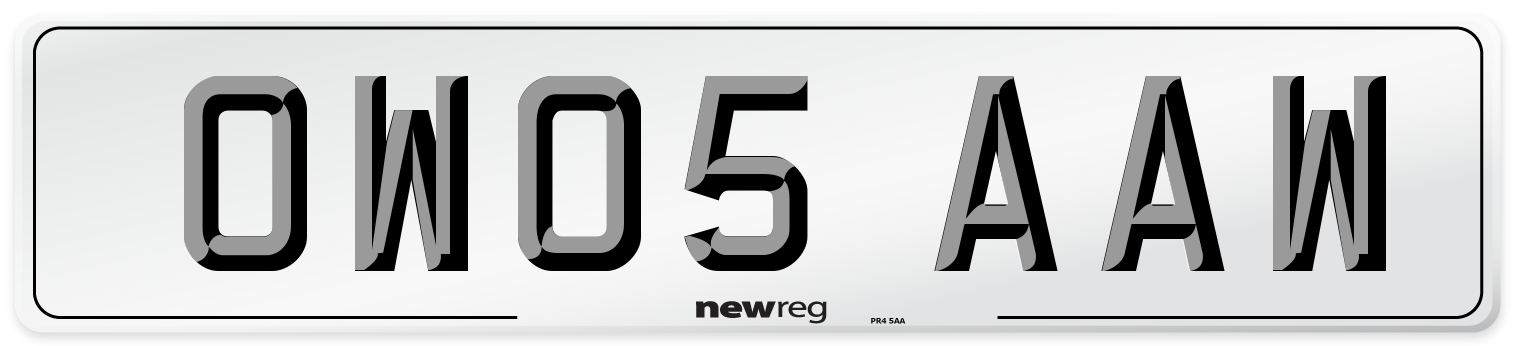 OW05 AAW Number Plate from New Reg